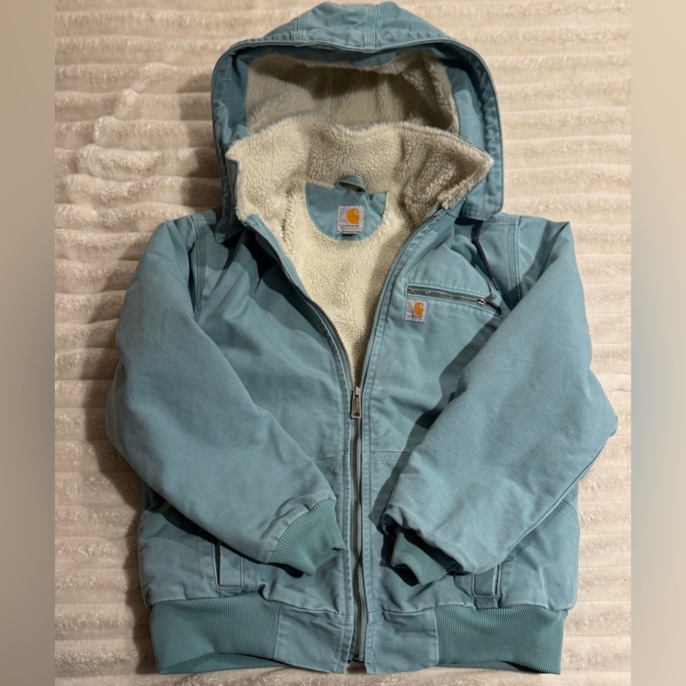 Carhartt Women’s Sherpa-Lined Hooded Jacket | Teal Blue | Size Large